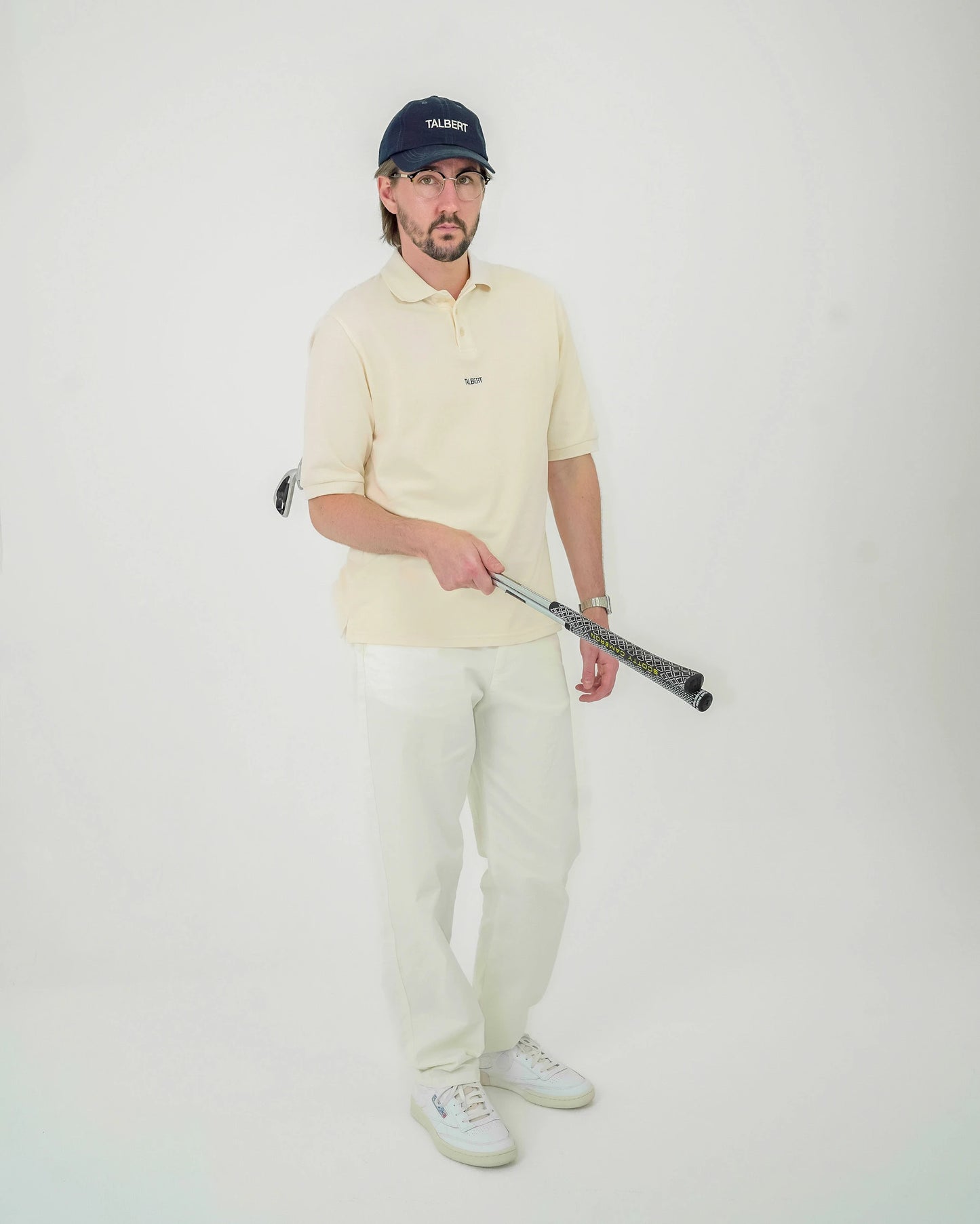 Talbert Golf 001 Polo in cream – premium cotton contemporary golf polo shirt 