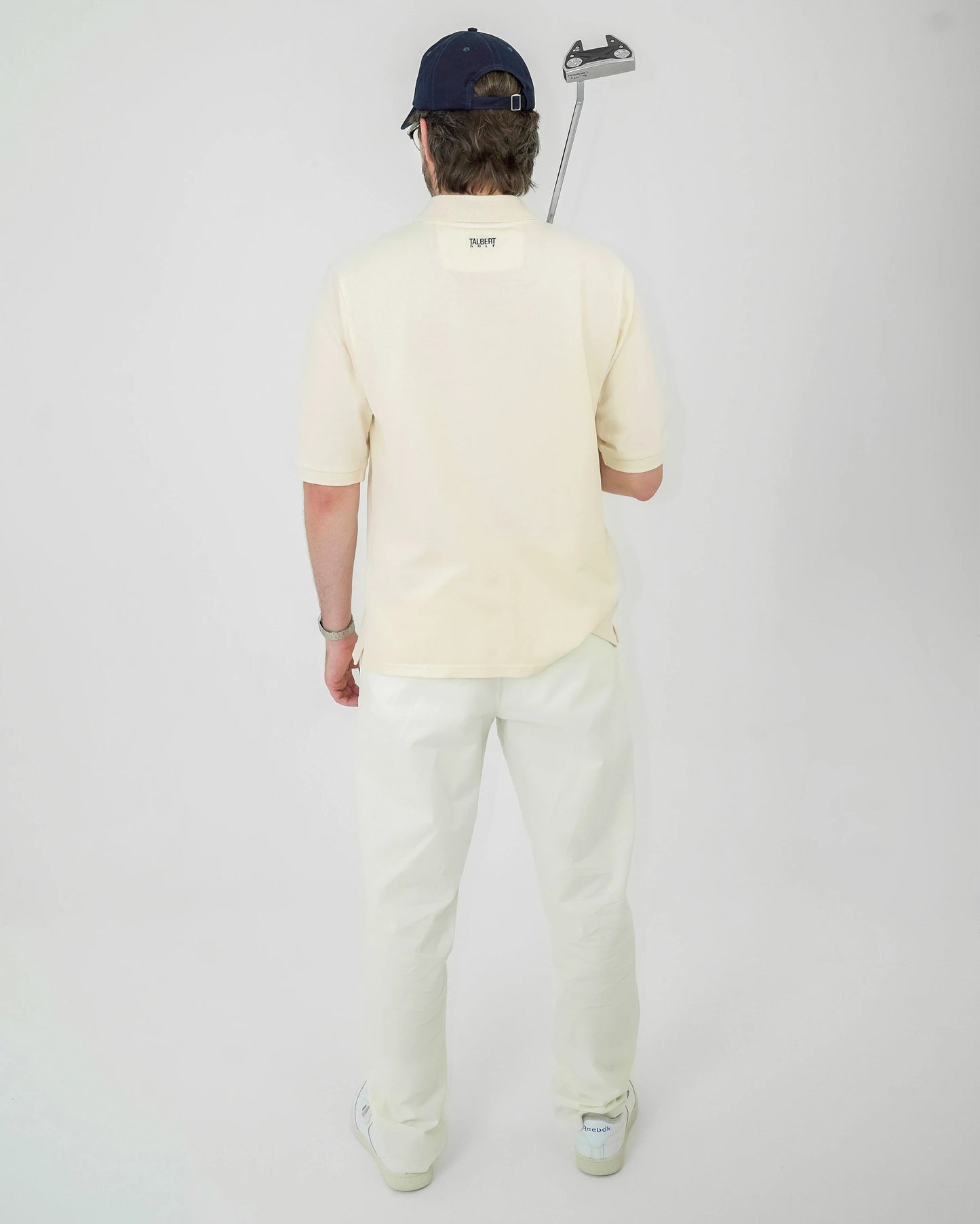 Talbert Golf 001 Polo in cream – premium cotton contemporary golf polo shirt 