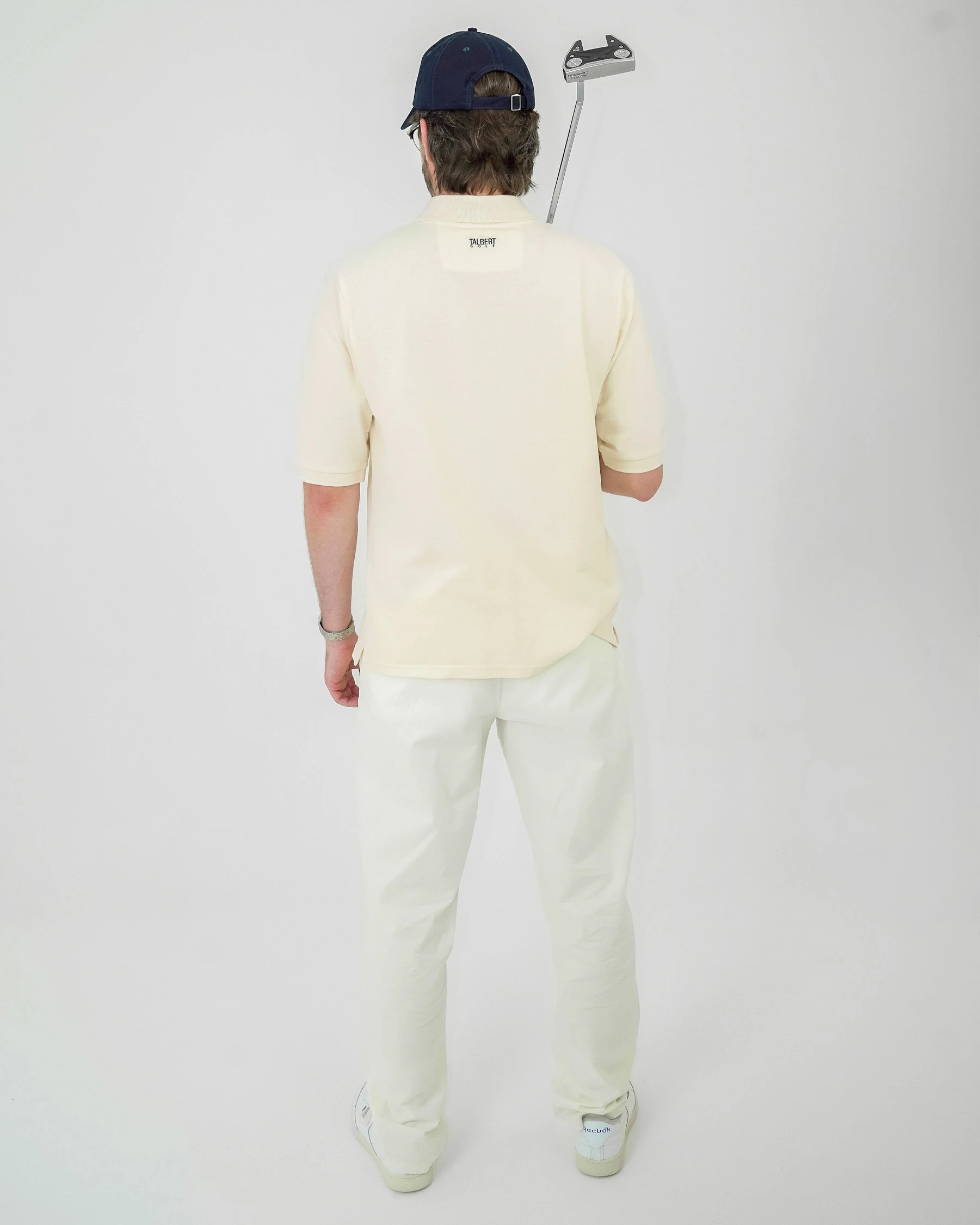 Talbert Golf 001 Polo in cream – premium cotton contemporary golf polo shirt 