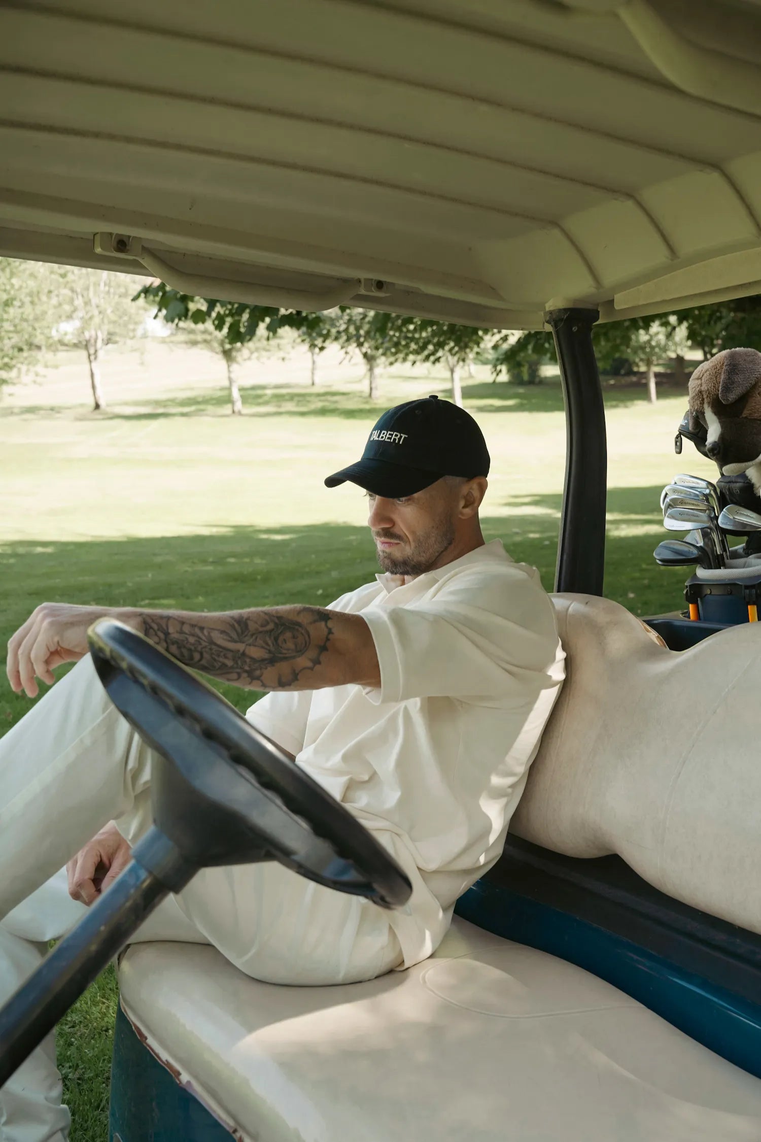 Talbert Golf 001 Polo in cream – premium cotton contemporary golf polo shirt 